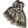 Hedvabna luxusni elegantni sala na krk prehoz pres ramena pareo pled stola leopard zlate retezy trapce cerna seda Tina moda 7001202 ( (3)