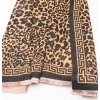 Dlouha vlnena sala na krk s viskozou pled pres ramena ke kabatu elegantni velbloudi hneda cerna vzor leoprad a recky lem Tina moda 0129312 (3)