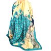 Hedvabna sala na krk pled pres ramena na saty pareo krasny darek pro zenu babicku tyrkysova modra smetanova pavi ptaci Tina moda 0817311 (3)