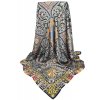 Damsky satek ctvercovy hedvabny satenovy lesk velke pareo pled pres saty plavky cerny hnedy zlaty paisley kasmir ornamenty Tina moda 0528602 (2)
