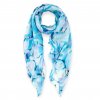 Dlouha bavlnena damska sala na krk kvetovana viskoza pled pres ramena stola tyrkysova modra zlata Tina moda 0215205