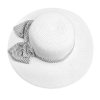 Letni bily damsky klobouk na hlavu k mori na dovolenou proti slunci masle s puntiky elegantni lehky papirovy tina moda 0192301 (5)