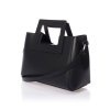 cerna moderni hladka kabelka z prave kuze geometricky tvar s pridavnou taskou elegantni pevna tina moda 29010 (3)