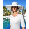elegantni bily klobouk velky siroky s pruhy na dovolenou pokryvka hlavy tina moda