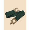 tmave zeleny elastiky pasek lahvove zelena zlata kombinace vyrazna spona pres kabat k saku tinamoda (2)