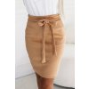 569-1 Semišová sukňa s viazaním - karamelová