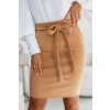 569-1 Semišová sukňa s viazaním - karamelová