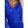 309-12 Elegantné dlhé čipkované šaty s výstrihom AMBER - modré