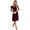425-4 Elegantné šaty s výstrihom a krátkymi rukávmi MATILDE - bordové