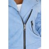 481-3 Semišová motorkářská bunda s dlouhým rukávem a zipy - světle modrá (Veľkosť S)