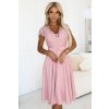 381-6 LINDA - šifonové šaty s krajkovým výstřihem - špinavě růžové (Veľkosť S)