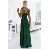 498-2 Dlouhé šaty s výstřihem a dvojitými ramínky - zelené se třpytkami (Veľkosť S)