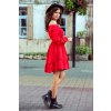 265-4 DAISY Šaty s volánkami - červené (Veľkosť XS)