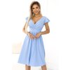 425-12 Elegantné šaty s výstrihom a krátkymi rukávmi MATILDE - svetlomodré