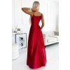299-14 Elegantné saténové maxi šaty na ramienka CHIARA - červené