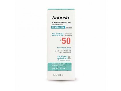 Ochranný opalovací tekutý přípravek Babaria Solar Mineral Uv Spf 50 50 ml