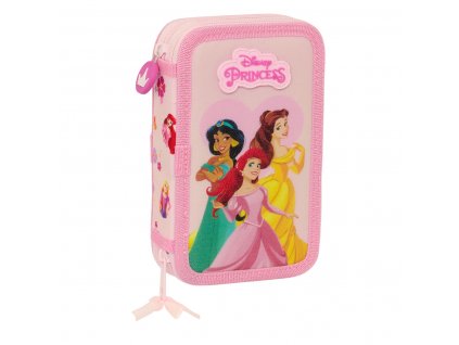Dvojitý penál Princesses Disney Summer adventures Růžový 12.5 x 19.5 x 4 cm (28 Kusy)