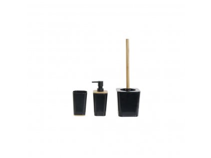 koupelová sada DKD Home Decor Černý Přírodní Bambus Hliník polystyren 11,5 x 11,5 x 38 cm