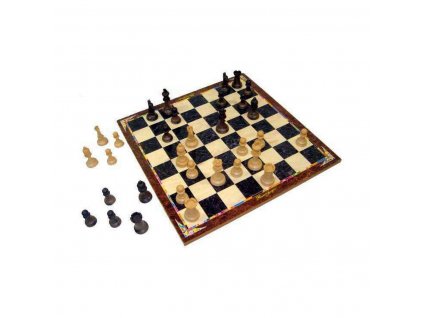 Hrací deska člověče, nezlob se, šachy a dáma Dřevo Příslušenství 3 v 1