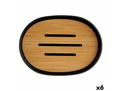Krabička na mýdlo Černý Kaštanová Bambus Polypropylen 9,5 x 2,5 x 13 cm (6 kusů)