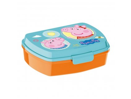 Desiatový box na sendvič Peppa Pig Having fun plastový, svetlo ružový (17 x 5.6 x 13.3 cm)