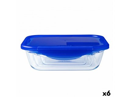 Tepelný obedár Pyrex Cook & Go 20,5 x 15,5 x 6 cm Modrá 800 ml Sklo (6 kusov)
