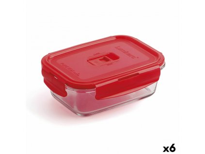 Tepelný obedár Luminarc Pure Box 19 x 13 cm Červená 1,22 L Sklo (6 kusov)