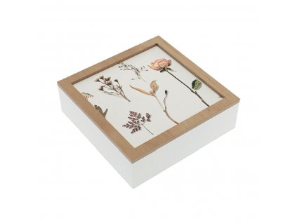 Ozdobná krabica Versa Kvety Drevo MDF 24 x 7 x 24 cm