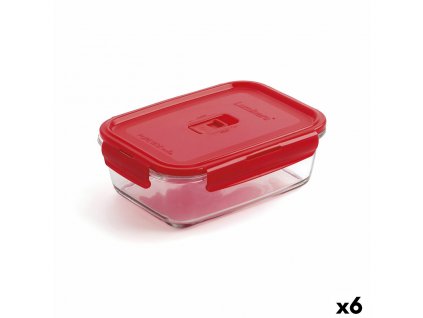 Tepelný obedár Luminarc Pure Box Červená 16 x 11 cm 820 ml Sklo (6 kusov)