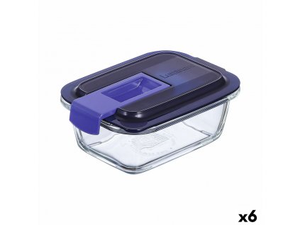 Tepelný obedár Luminarc Easy Box Modrá Sklo (380 ml) (6 kusov)