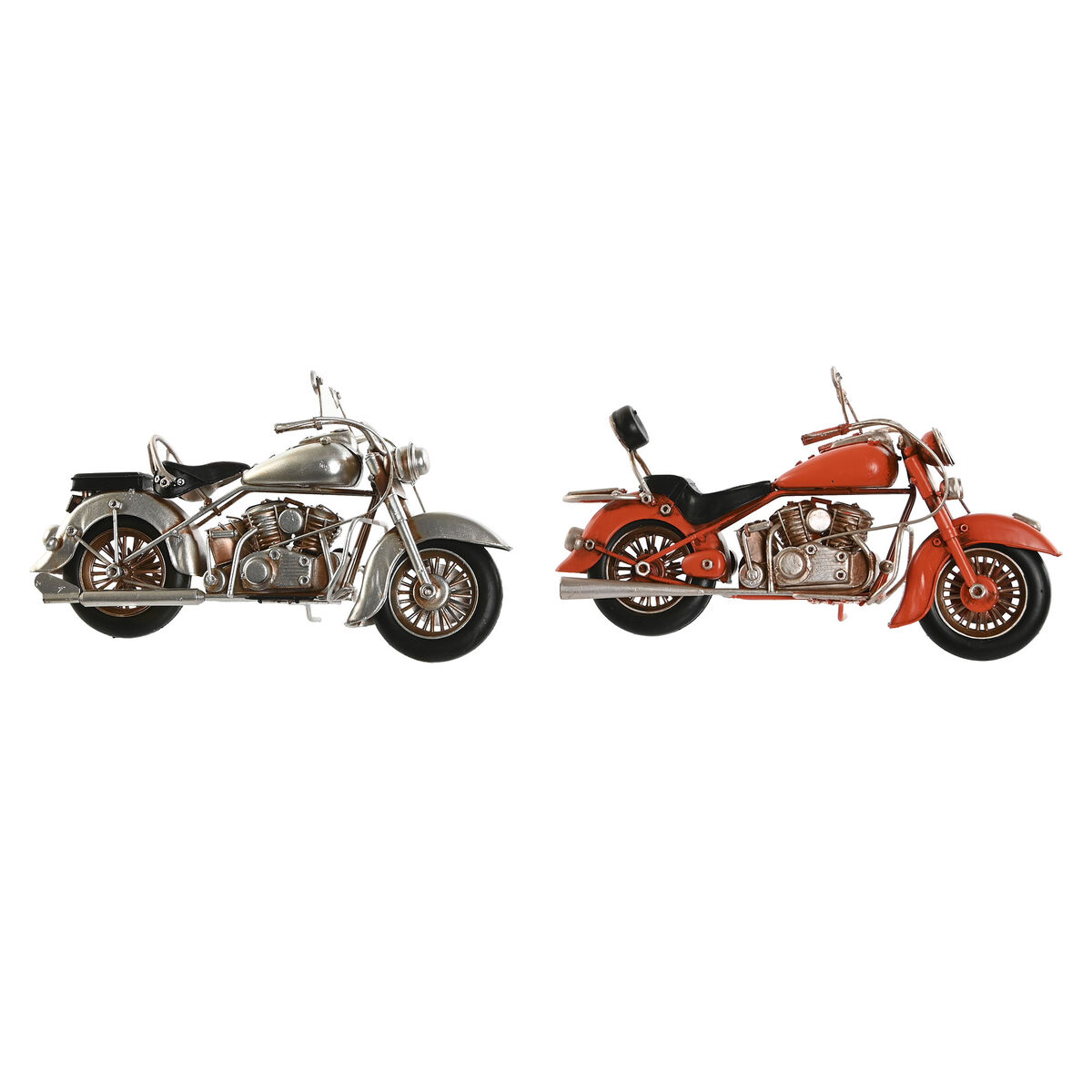 Dekoratívne postava Home ESPRIT Motocykel Sivá Oranžová Vintage 27 x 11 x 15 cm (2 kusov)