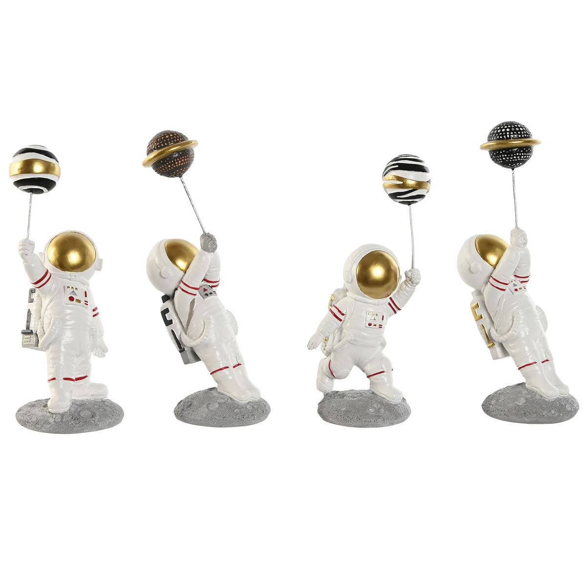 Dekoratívne postava Home ESPRIT Biela Zlatá Astronaut 10,5 x 10,5 x 25 cm (4 kusov)