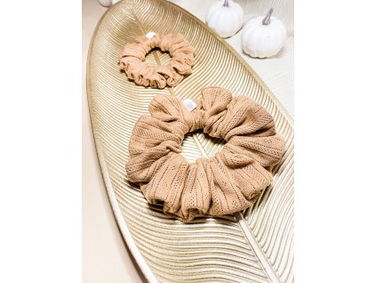 Pointelle scrunchie CAMEL