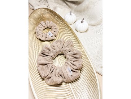 Pointelle scrunchie TAUPE