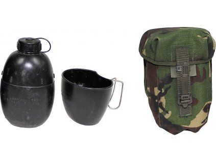 Polní láhev souprava čutora s obalem DPM Velká Británie originál použitá (Varianta s ventilem na masku)