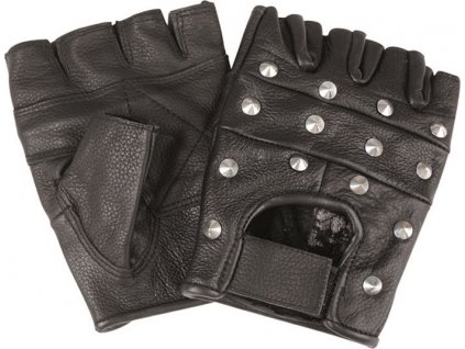 Rukavice Biker bezprsté kůže s ostny (nýty) (Vyberte velikost L)