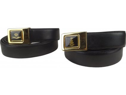 Kožený pásek černý 29 mm spona zlatá NL