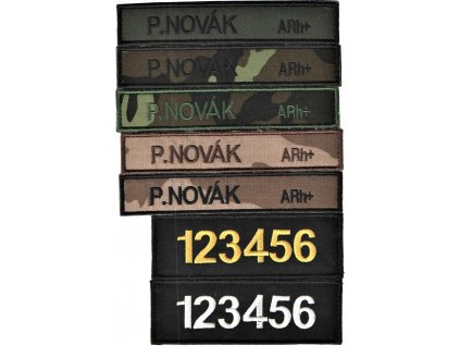 Vojenské jmenovky 2ks - Civilní sada AČR J-2 (rozměr 130 x 25mm, Barva nášivky oliv/černá)