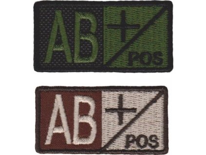 Označení krevní skupiny AB+ velcro suchý zip (Barva desert)