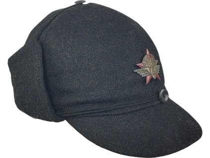 Čepice nádražácká zimní ČSD retro černá (Velikost 52 bez odznaku)