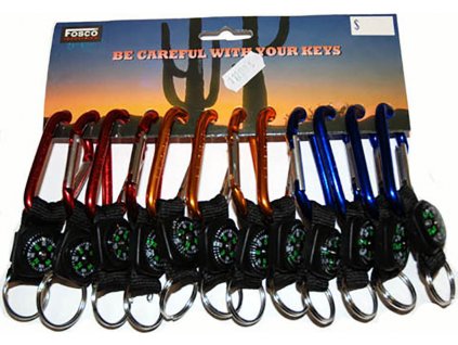 Karabina s kompasem barevná Fosco (Barva karabiny červená)