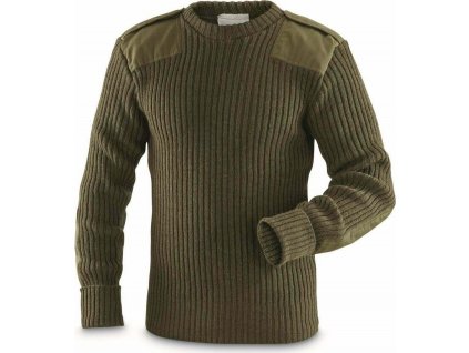 Svetr COMMANDO ARMY vlněný Velká Británie oliv originál (Velikost 88 cm (XS) použitý)