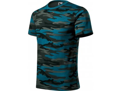 Triko (tričko) s krátkým rukávem camouflage petrol Malfini (Velikost XS)