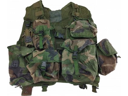 Taktická modulární vesta molle s kapsami Oliv/DPM Woodland Holandsko originál