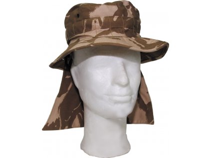 Klobouk s chráničem zátylku Jungle Boonie desert DP Velká Británie originál použitý (Vyberte velikost 54)