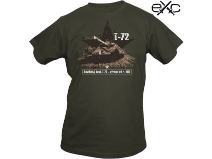 Triko s krátkým rukávem a potiskem Sovětský bitevní tank T-72 khaki EXC® (Velikost S)