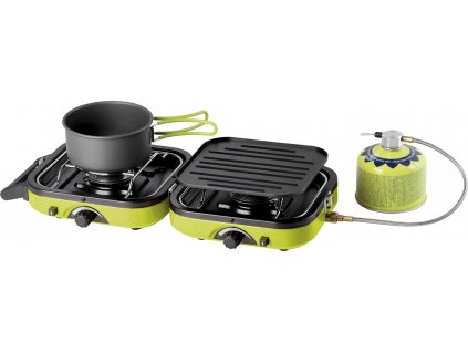 Turistický plynový vařič na kempování dvojitý Dual Compact Grill MEVA (UKP22003)