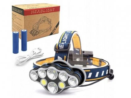 Svítilna čelovka LED T6 CREE + COB RED (XJ3858) nabíjecí USB