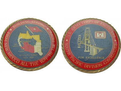 Pamětní ražená mince US Army Corps of Engineers Sout Pacific Division Commander