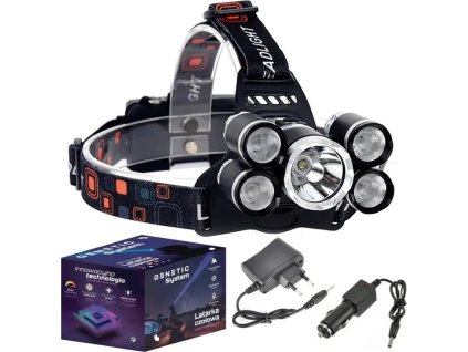 Svítilna čelovka 5x Led Cree T6 Zoom s nabíječkou